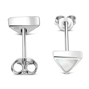 Mother of Pearl Triangle Silver Earrings - e348